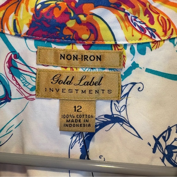 NWT Gold Label Investments Non-Iron Paisley Print Button Up Blouse - Size 12 - Picture 3 of 7